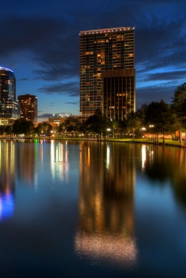 город ночь отражение вода