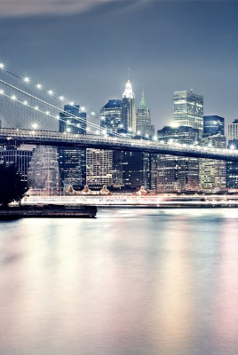Бруклински мост Нью-Йорк небо ночь