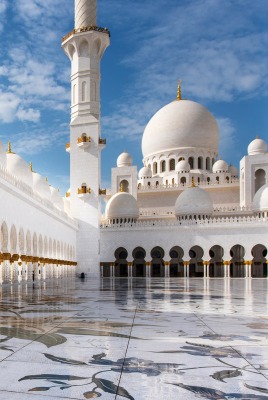 стены Abu Dhabi Абу-Даби белая Мечеть Шейх Sheikh Zayed Bin Sultan Al Nahyan Mosque Зайд