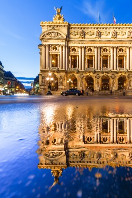 отражение здание Гранд-опера Франция France Париж Palais Garnier Paris Paris Opera Опера Гарнье