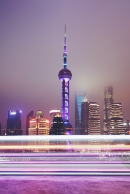 китай шанхай город ночь огни огни ночного города