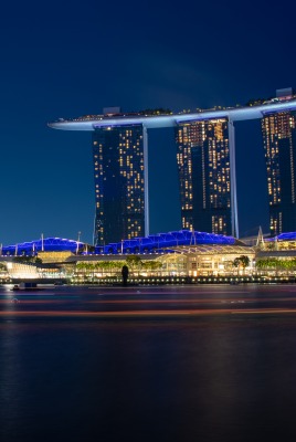 небоскреб ночь огни сингапур