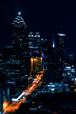 город огни ночь небосребы здания