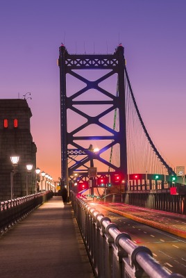 мост мост бенджамина франклина ночь освещение