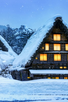 деревня зима снег сугробы домики
