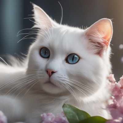 белый кот голубые глаза взгляд