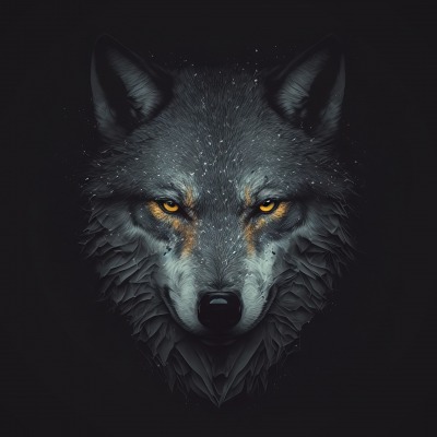волк минимализм серый темный фон