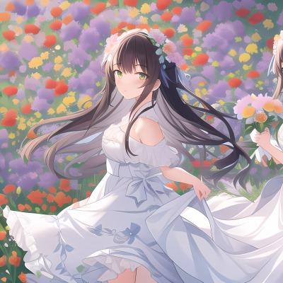 anime girl cute flowers