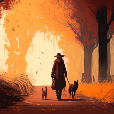 человек прогулка собаки