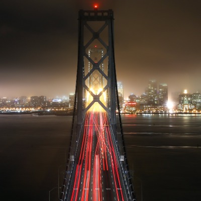 мост огни ночь город