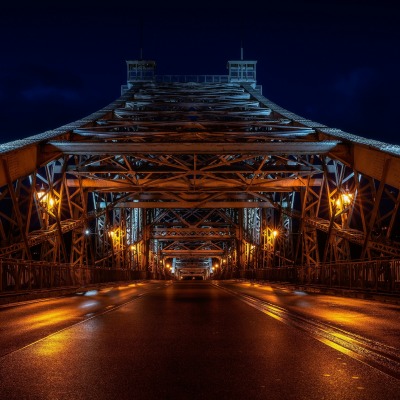 мост строение метал ночь фонари