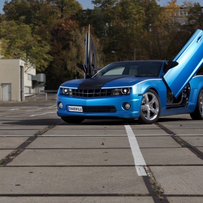 синий автомобиль спортивный Chevrolet Camaro SS blue car sports