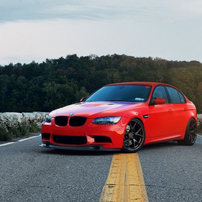 bmw m3 красный автомобиль дорога