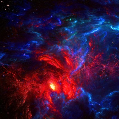 туманность космос красный неон звезды