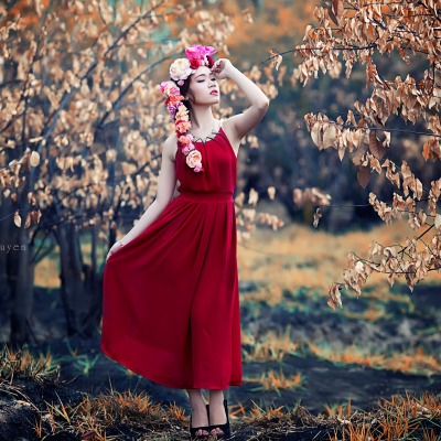 девушка платье красное girl dress red
