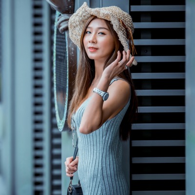 девушка азиатка шляпка улица