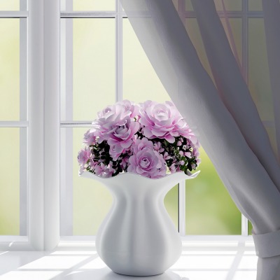 ваза подоконник окно цветы букет