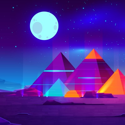 пирамиды неон свечение графика ночь