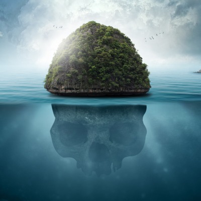океан остров череп под водой