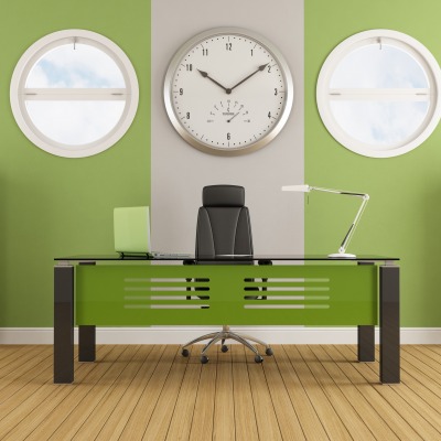Зеленый интерьер стол офис