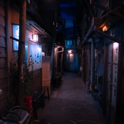 япония улочка атмосферно ночь фонари