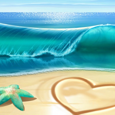 волна рисунок берег песок морская звезда солнечный день