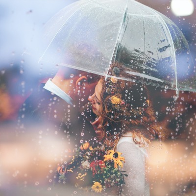 дождь зонтик пара любовь цветы