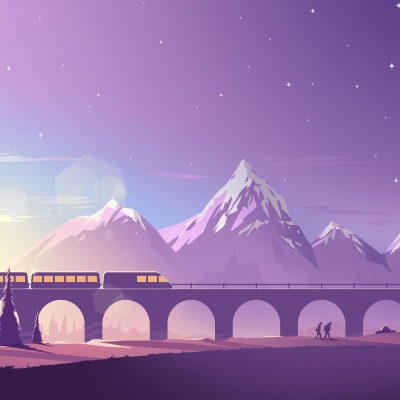 минимализм поезд горы