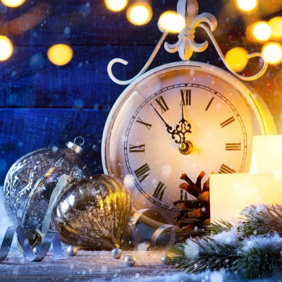 часы украшения новый год боке снег