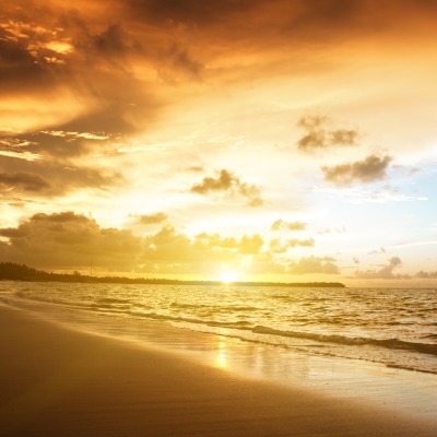 природа море пляж небо облака рассвет
