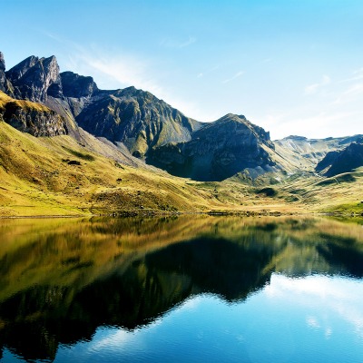природа горы озеро отражение Альпы
