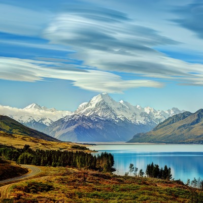 природа горы небо облака река деревья nature mountains the sky clouds river trees