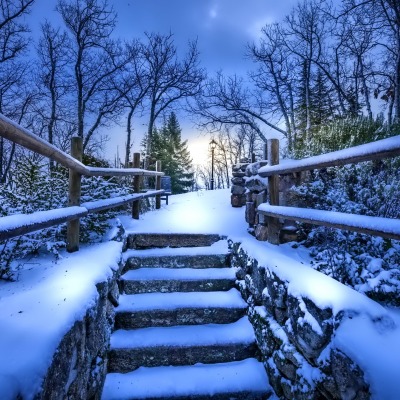 лестница снег зима stairs snow winter