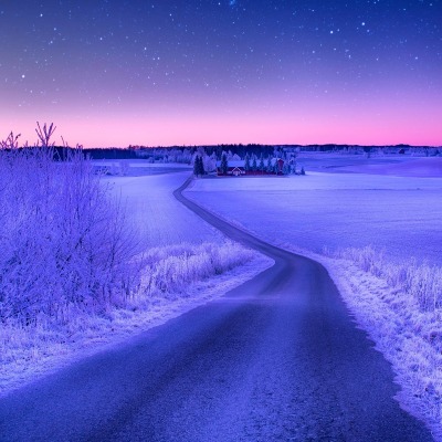 дорога зима вечер road winter evening