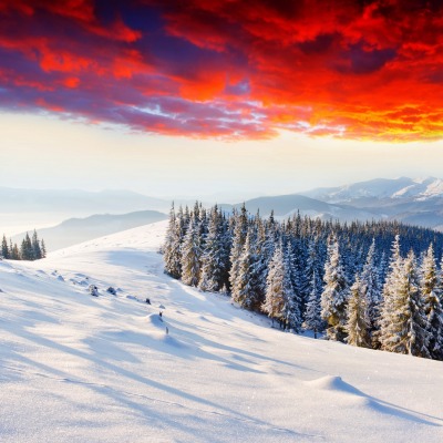 гора снег тучи закат mountain snow clouds sunset