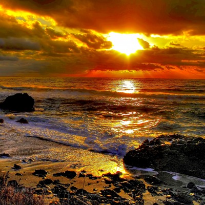 закат берег море волны sunset shore sea wave