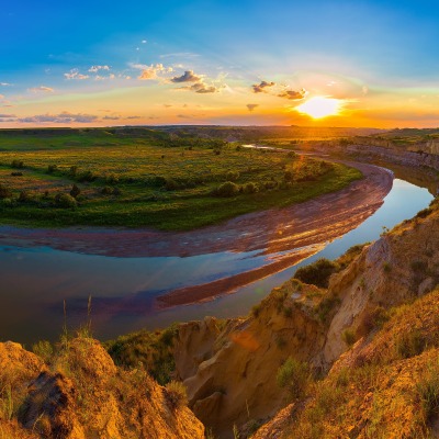 закат горы небо вода