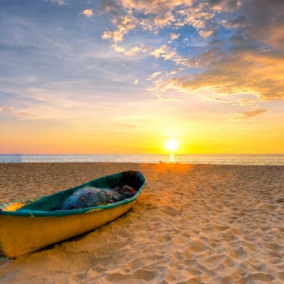 лодка пляж закат песок берег