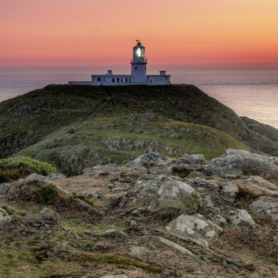 маяк полуостров камни горизонт на закате