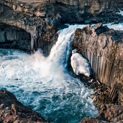 водопад поток вода камни лед природа