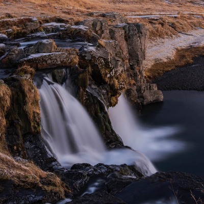 водопад скала речка