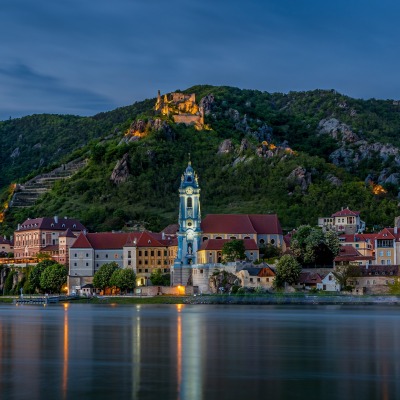 австрия река ночь огни