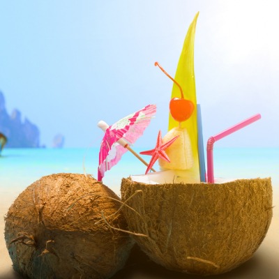 кокос коктейль пляж песок небо