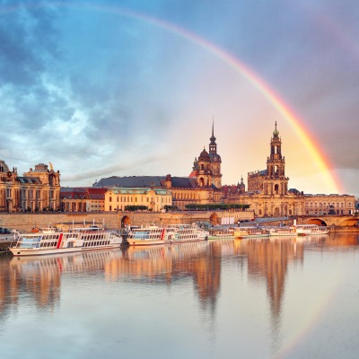 природа корабли страны архитектура небо облака радуга Дрезден