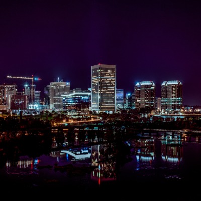 мегаполис ночь отражение подсветка