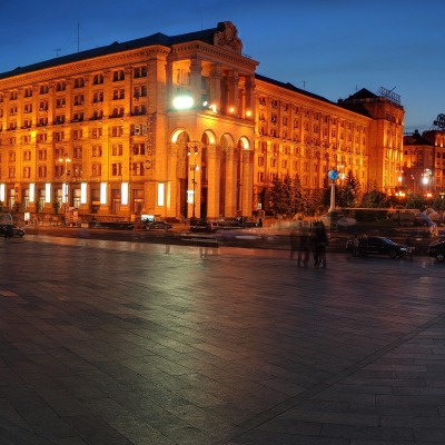 здание киев крещатик площадь ночь огни