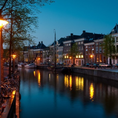 амстердам река ночь освещение