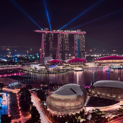 сингапур небоскреб залив ночь огни
