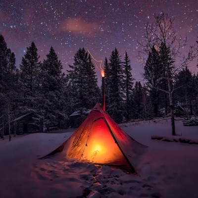 палатка ночь звезды опушка