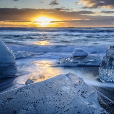 прибой море лед рассвет